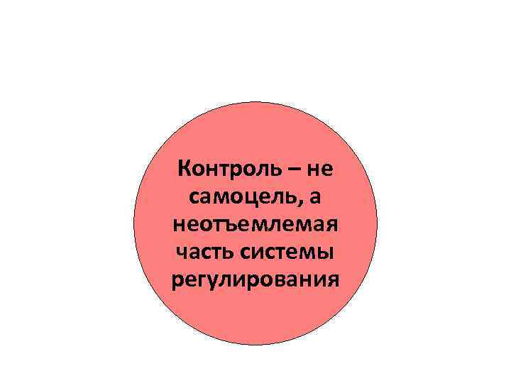 Контроль – не самоцель, а неотъемлемая часть системы регулирования 