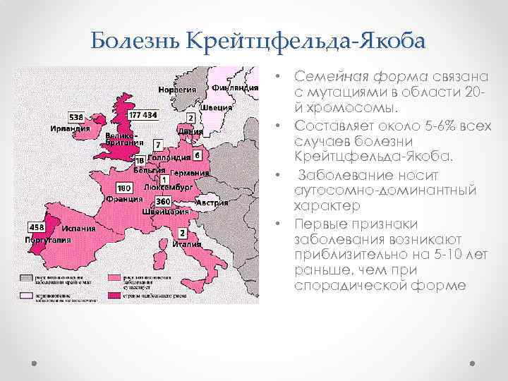 Болезнь Крейтцфельда-Якоба • Семейная форма связана с мутациями в области 20 й хромосомы. •