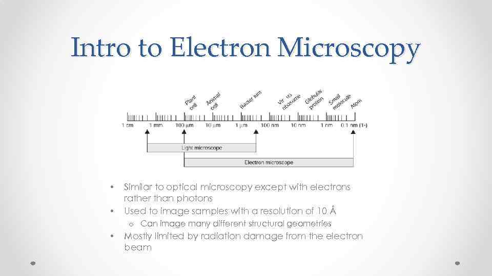 Intro to Electron Microscopy • • Similar to optical microscopy except with electrons rather