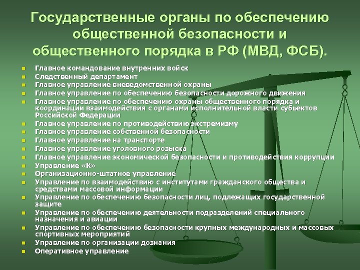 План правоохранительные органы в системе государственных органов рф план