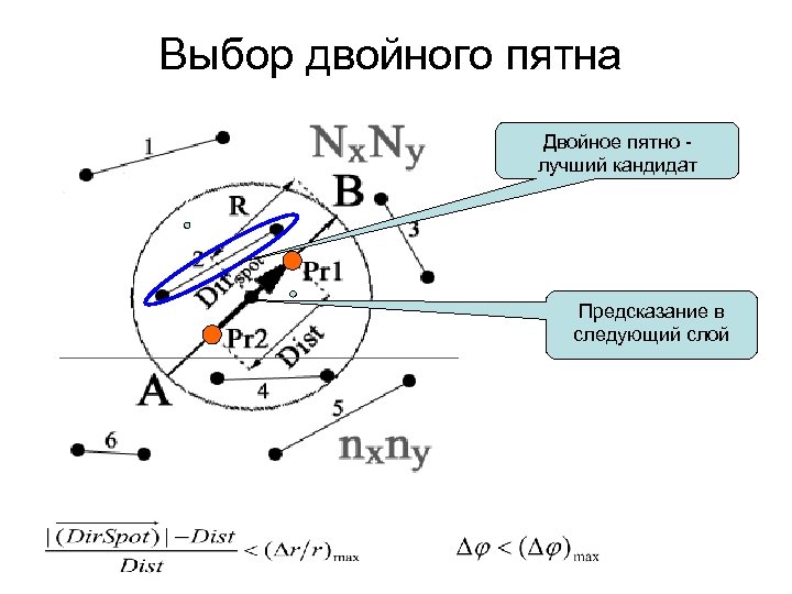 Выбор двойного пятна Двойное пятно лучший кандидат Предсказание в следующий слой 