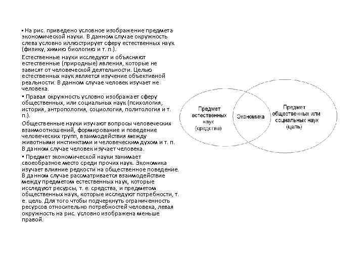  • На рис. приведено условное изображение предмета экономической науки. В данном случае окружность