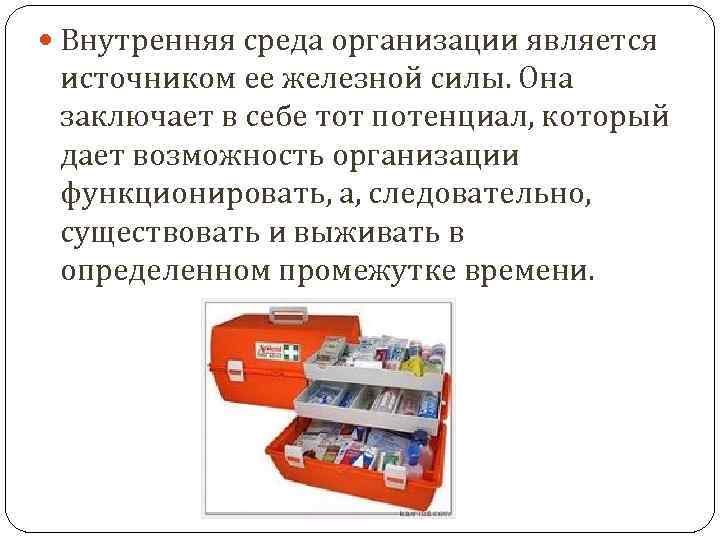  Внутренняя среда организации является источником ее железной силы. Она заключает в себе тот