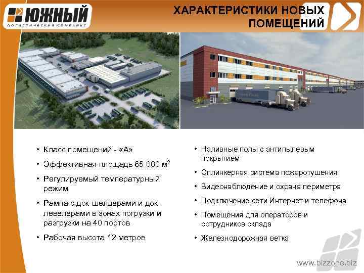 ХАРАКТЕРИСТИКИ НОВЫХ ПОМЕЩЕНИЙ • Класс помещений - «А» • Эффективная площадь 65 000 м