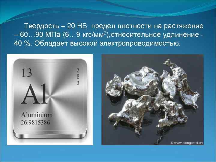 Твердость – 20 НВ, предел плотности на растяжение – 60… 90 МПа (6… 9