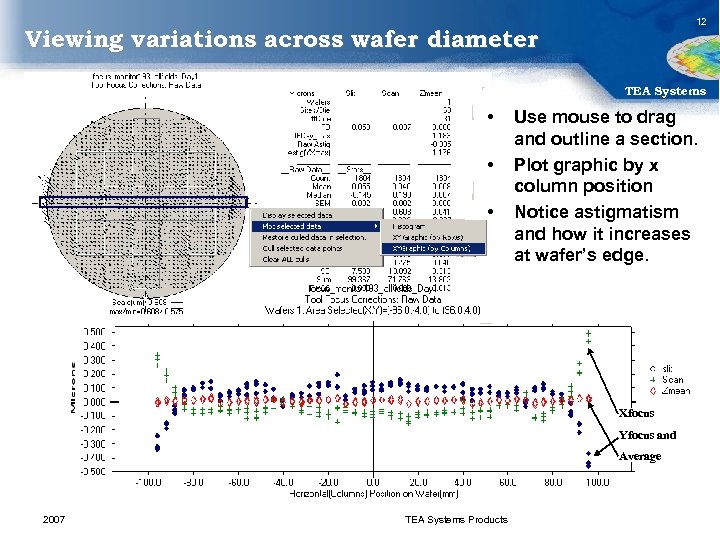 12 Viewing variations across wafer diameter TEA Systems • • • Use mouse to