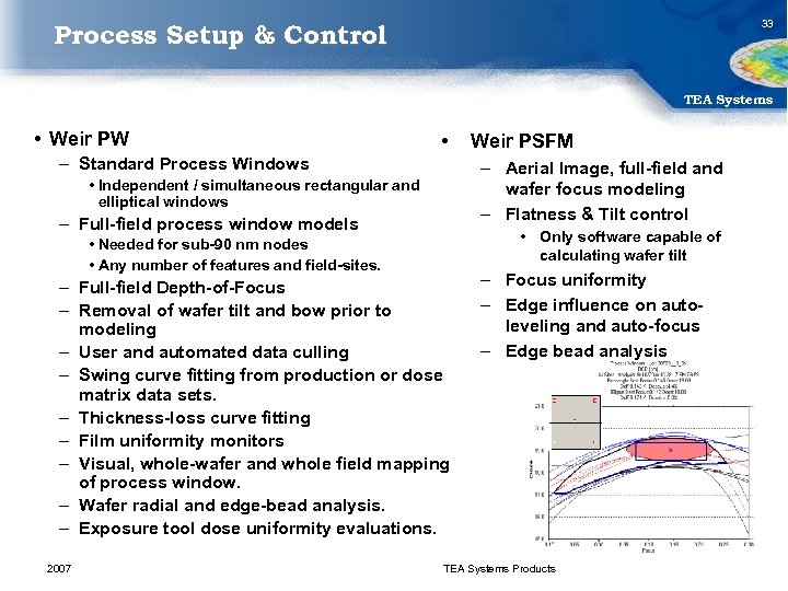 33 Process Setup & Control TEA Systems • Weir PW • – Standard Process