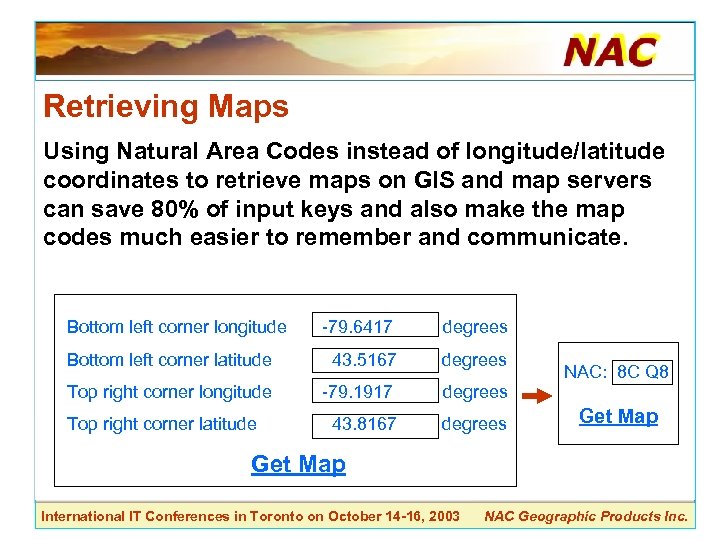 Retrieving Maps Using Natural Area Codes instead of longitude/latitude coordinates to retrieve maps on