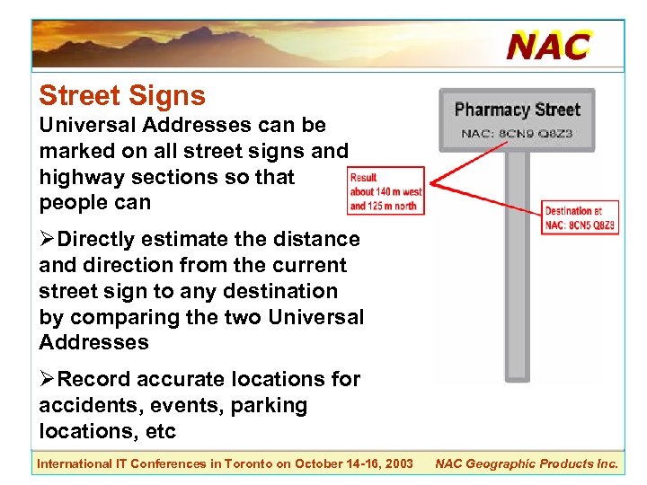 Street Signs Universal Addresses can be marked on all street signs and highway sections