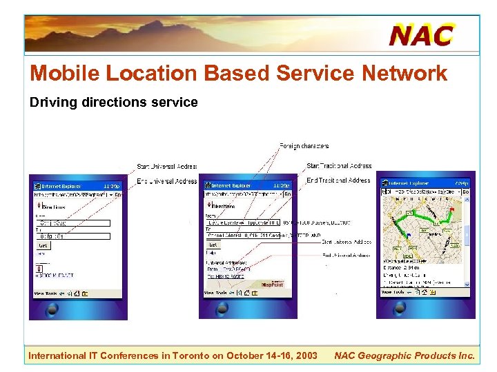 Mobile Location Based Service Network Driving directions service International IT Conferences in Toronto on