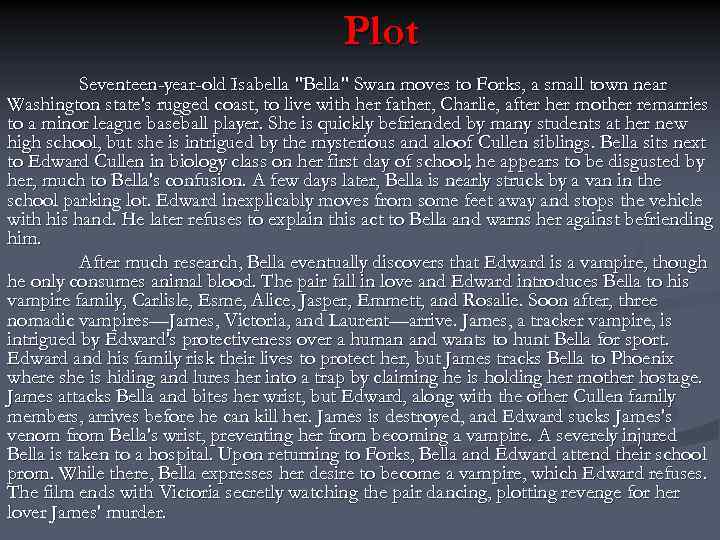 Plot Seventeen-year-old Isabella 