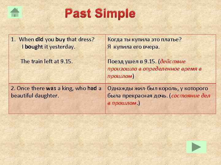 Past Simple 1. When did you buy that dress? I bought it yesterday. The