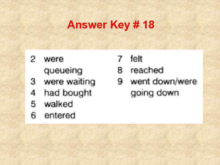 Answer Key # 18 