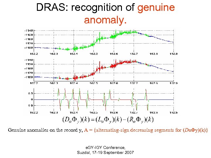 DRAS: recognition of genuine anomaly. Genuine anomalies on the record y, A = {alternating-sign