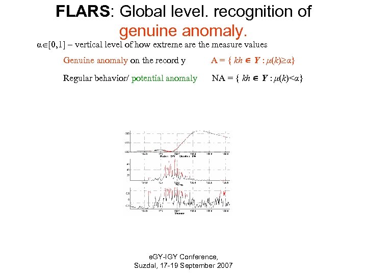 FLARS: Global level. recognition of genuine anomaly. α [0, 1] – vertical level of