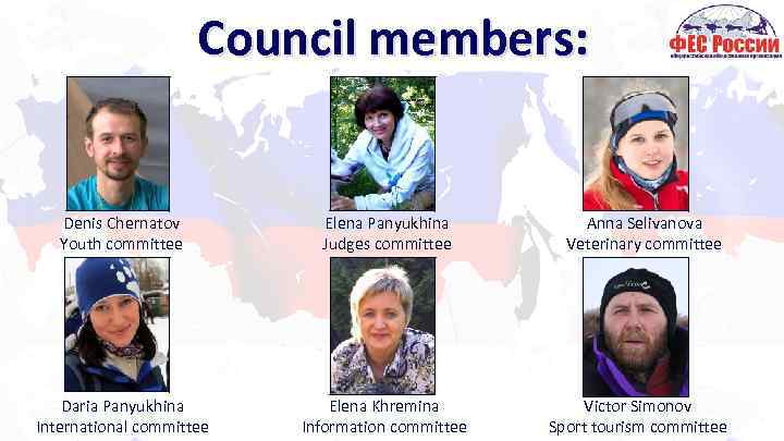 Council members: Denis Chernatov Youth committee Elena Panyukhina Judges committee Daria Panyukhina International committee