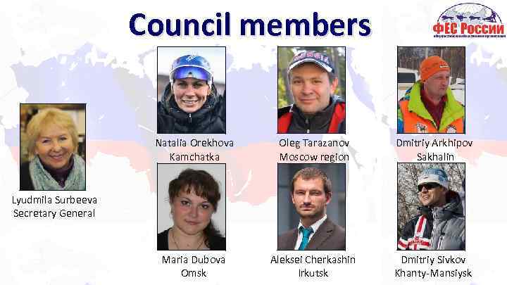 Council members Natalia Orekhova Kamchatka Oleg Tarazanov Moscow region Dmitriy Arkhipov Sakhalin Maria Dubova