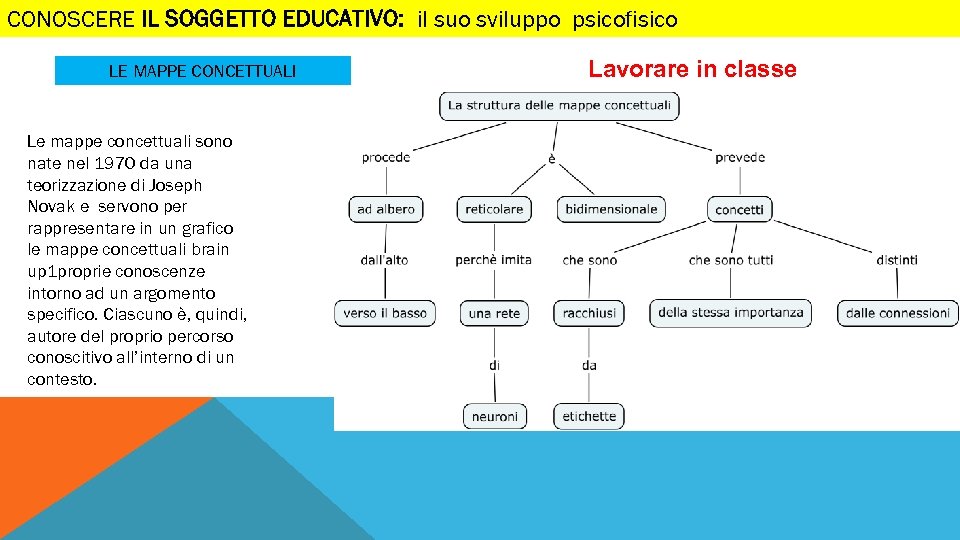 CONOSCERE IL SOGGETTO EDUCATIVO: il suo sviluppo psicofisico LE MAPPE CONCETTUALI Le mappe concettuali