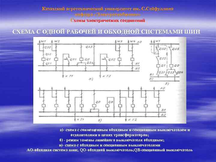 Схема 13н две рабочие и обходная системы шин