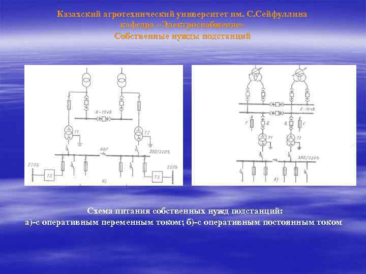 Схема собственных нужд подстанции с оперативным переменным током