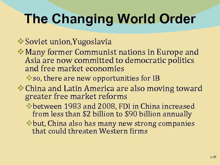 The Changing World Order v Soviet union, Yugoslavia v Many former Communist nations in