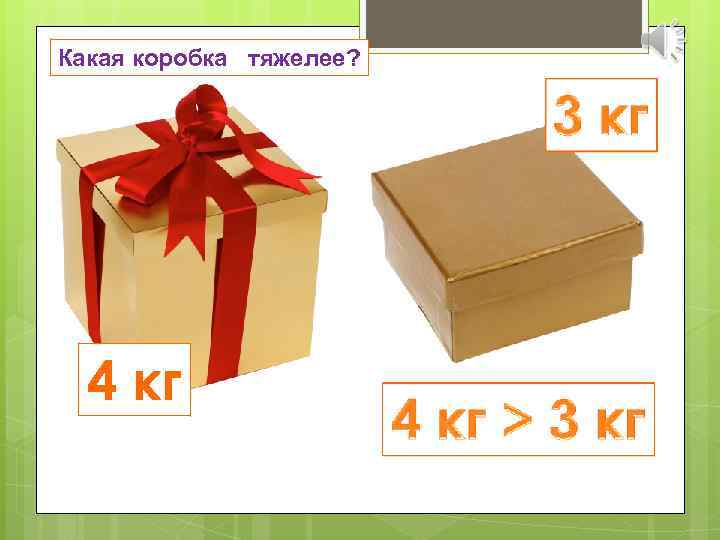 Какая коробка тяжелее? 4 кг 