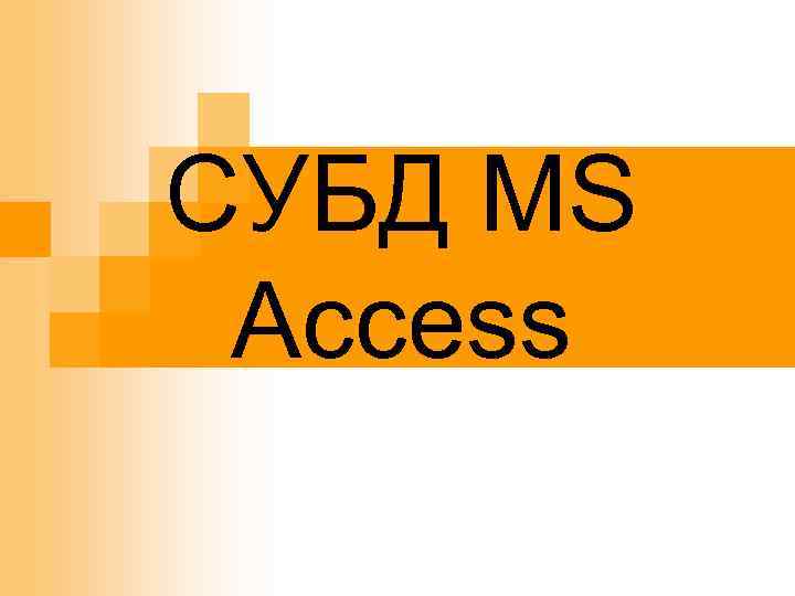 СУБД MS Access 