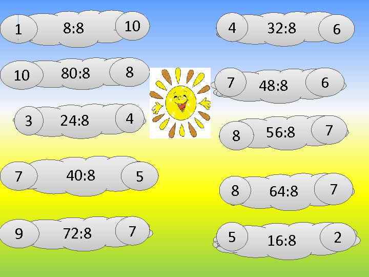 1 8: 8 10 10 80: 8 8 3 24: 8 4 7 40: