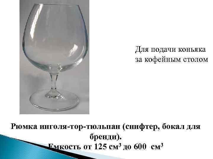 Рюмка на столе текст. Снифтер бокал для бренди 125-600 см3. Для подачи коньяка используется Рюмка. Емкость для подачи коньяка. Рюмка для коньяка емкостью 50 см3.