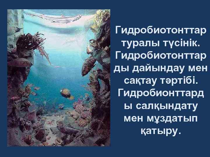 Гидробиотонттар туралы түсінік. Гидробиотонттар ды дайындау мен сақтау тәртібі. Гидробионттард ы салқындату мен мұздатып