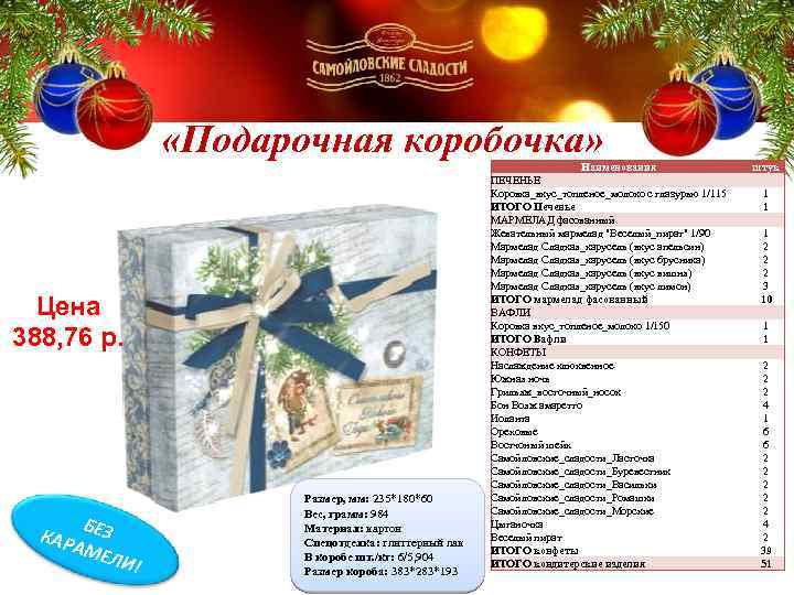  «Подарочная коробочка» Цена 388, 76 р. Б КАР ЕЗ АМЕ ЛИ! Размер, мм: