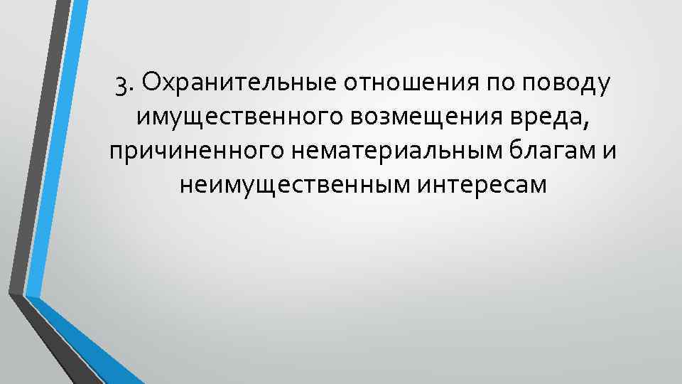 3. Охранительные отношения по поводу имущественного возмещения вреда, причиненного нематериальным благам и неимущественным интересам