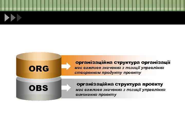  ORG OBS організаційна структура організації має важливе значення з позиції управління створенням продукту