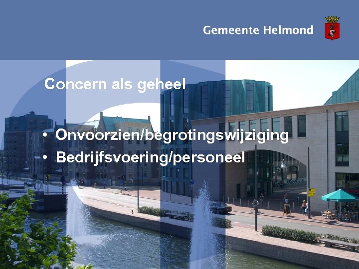 Concern als geheel • Onvoorzien/begrotingswijziging • Bedrijfsvoering/personeel Datum: 12 -05 -2009 1 e berap