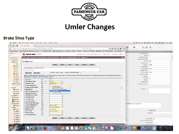 Brake Shoe Type Umler Changes 