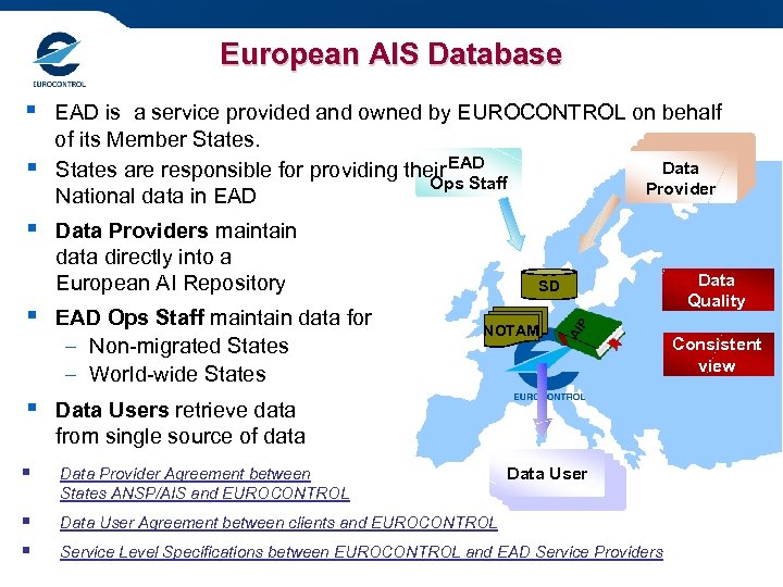 European AIS Database § § Data Providers maintain data directly into a European AI