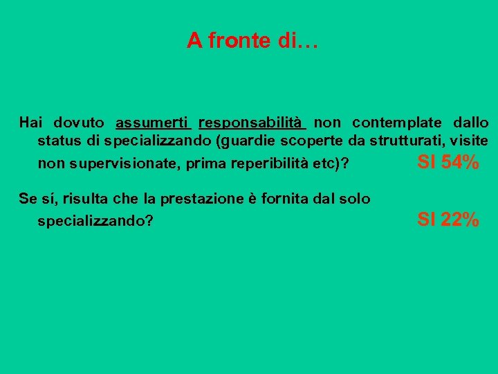 A fronte di… Hai dovuto assumerti responsabilità non contemplate dallo status di specializzando (guardie