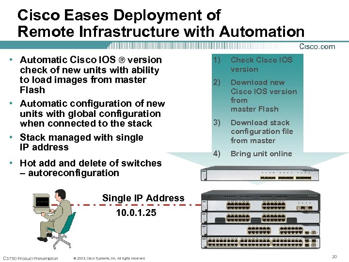 Cisco Eases Deployment of Remote Infrastructure with Automation • Automatic Cisco IOS ® version