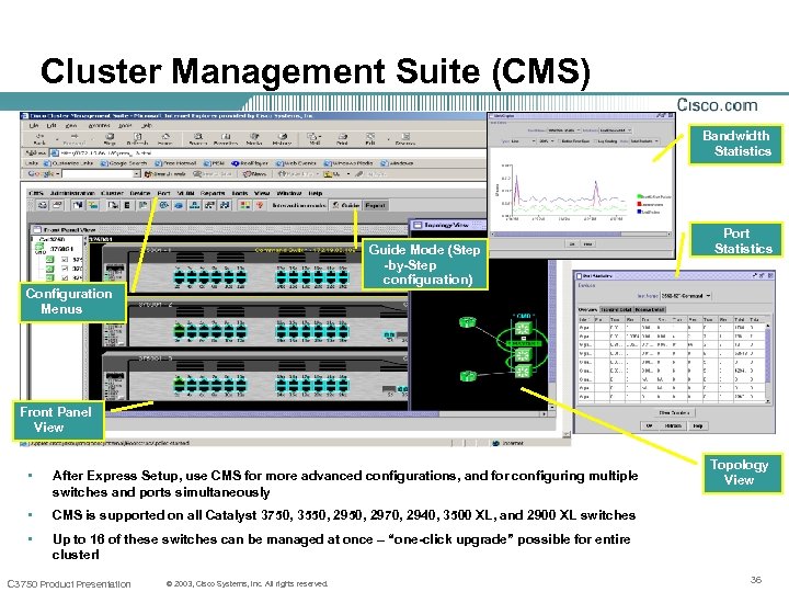 Cluster Management Suite (CMS) Bandwidth Statistics Guide Mode (Step -by-Step configuration) Configuration Menus Port