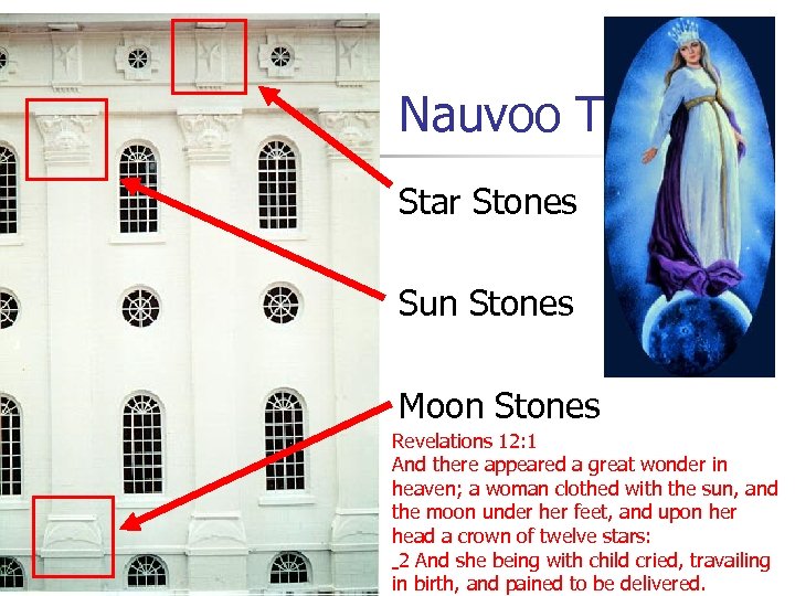 Nauvoo Temple Star Stones Sun Stones Moon Stones Revelations 12: 1 And there appeared