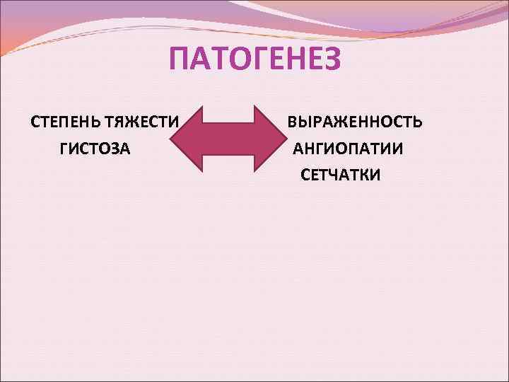 ПАТОГЕНЕЗ СТЕПЕНЬ ТЯЖЕСТИ ГИСТОЗА ВЫРАЖЕННОСТЬ АНГИОПАТИИ СЕТЧАТКИ 