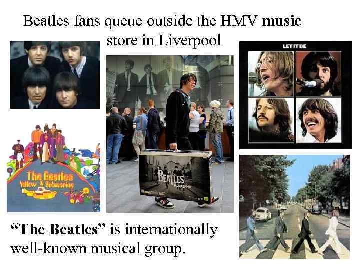 Beatles fans queue outside the HMV music store in Liverpool “The Beatles” is internationally