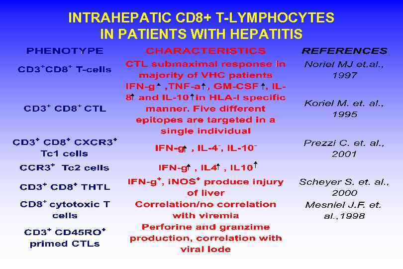 INTRAHEPATIC CD 8+ T-LYMPHOCYTES IN PATIENTS WITH HEPATITIS 