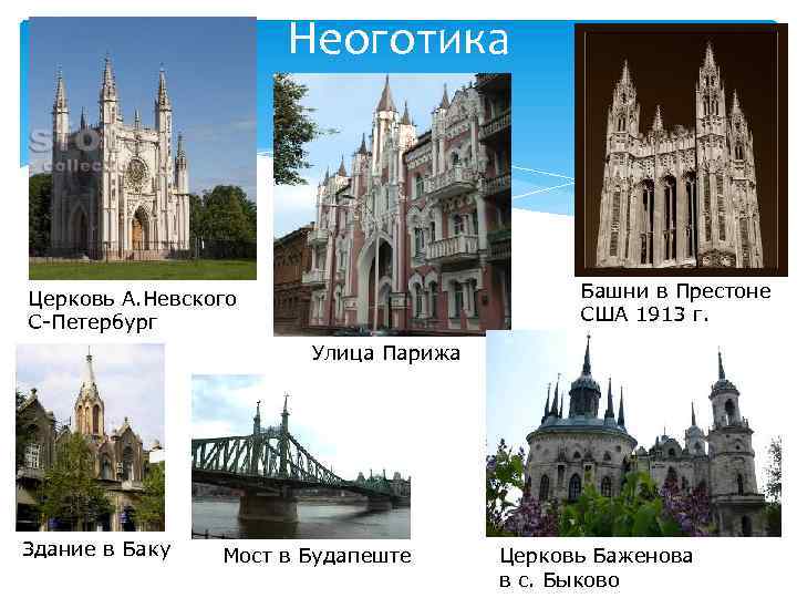 Неоготика Башни в Престоне США 1913 г. Церковь А. Невского С-Петербург Улица Парижа Здание