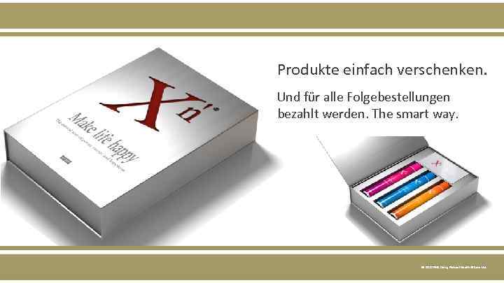 Produkte einfach verschenken. Und für alle Folgebestellungen bezahlt werden. The smart way. © 2015