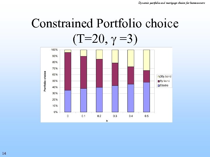 Dynamic portfolio and mortgage choice for homeowners Constrained Portfolio choice (T=20, =3) 14 