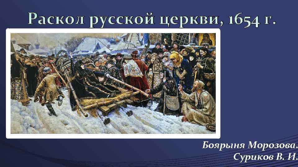 Раскол русской церкви, 1654 г. Боярыня Морозова. Суриков В. И. 