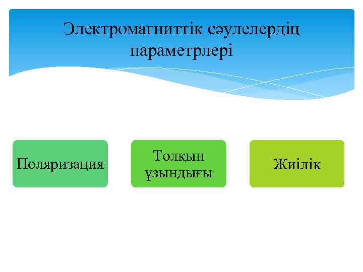 Электромагниттік сәулелердің параметрлері Поляризация Толқын ұзындығы Жиілік 