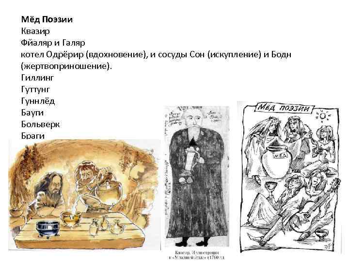 Мёд Поэзии Квазир Фйаляр и Галяр котел Одрёрир (вдохновение), и сосуды Сон (искупление) и