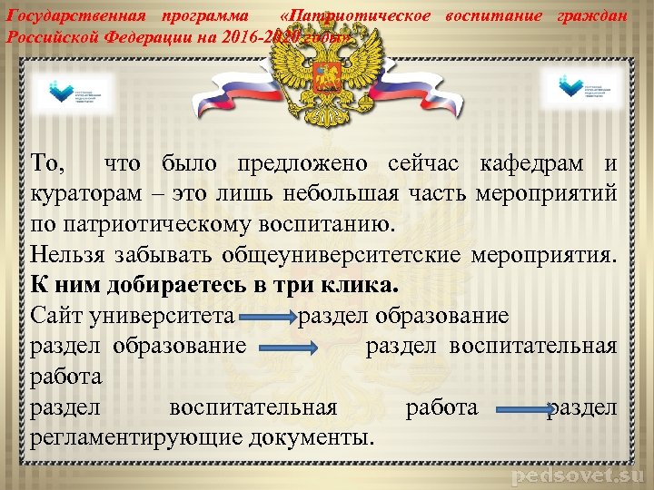 Мероприятия федерального проекта патриотическое воспитание граждан российской федерации